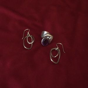 Handmade Sterling Jewelry- Amethyst Ring & Drop Er